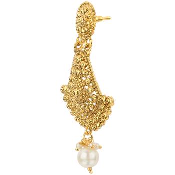 Kundans Indian White Copper Dangler drop Earring for Women 3