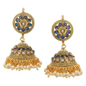 Jhumki Wedding Blue Copper Jhumka Earring for Women 1