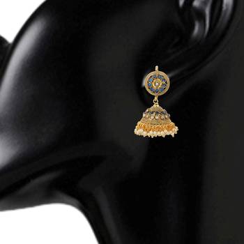 Jhumki Wedding Blue Copper Jhumka Earring for Women 2