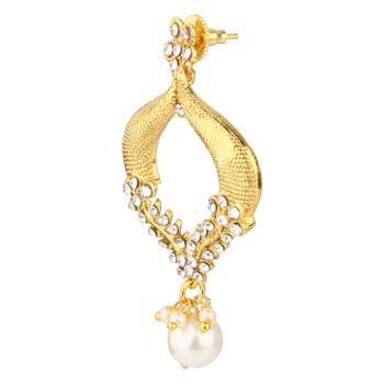 Kundans Indian White Metal Alloy Dangler drop Earring for Women 3