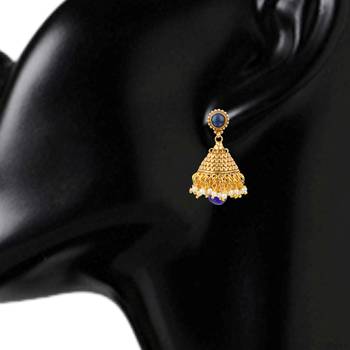 Jhumki Wedding Blue Copper Jhumka Earring for Women 2