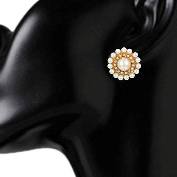 Ladies Studs White Copper Stud Earring for Women 2