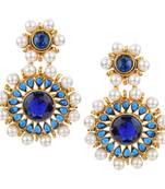 Kundans Indian Blue Copper Dangler drop Earring for Women