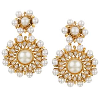 Kundans Indian White Copper Dangler drop Earring for Women 1