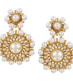 Kundans Indian White Copper Dangler drop Earring for Women