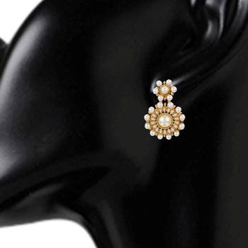 Kundans Indian White Copper Dangler drop Earring for Women 2
