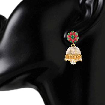 Jhumki Wedding Maroon Green Metal Alloy Jhumka Earring for Women 2