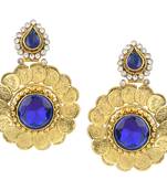 Kundans Indian Blue Copper Dangler drop Earring for Women