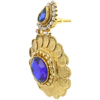 Kundans Indian Blue Copper Dangler drop Earring for Women 3