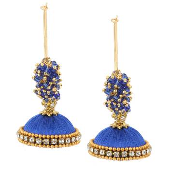 Chand Bali Blue Silk Thread Hoop Bali Earring for Women 1