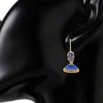 Chand Bali Blue Silk Thread Hoop Bali Earring for Women 2