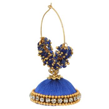 Chand Bali Blue Silk Thread Hoop Bali Earring for Women 3