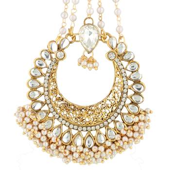 Antique Tika White Metal Alloy Mang Teeka Maang Tikka for Women 2