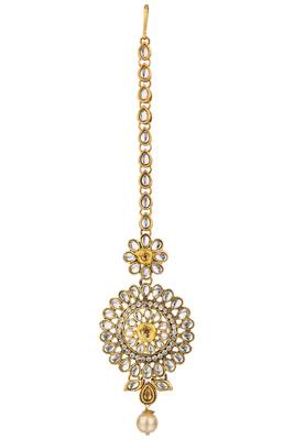 Antique Tika Brown Metal Alloy Mang Teeka Maang Tikka for Women 1