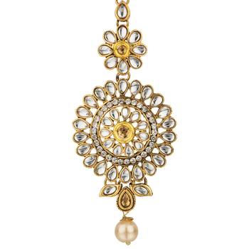 Antique Tika Brown Metal Alloy Mang Teeka Maang Tikka for Women 2