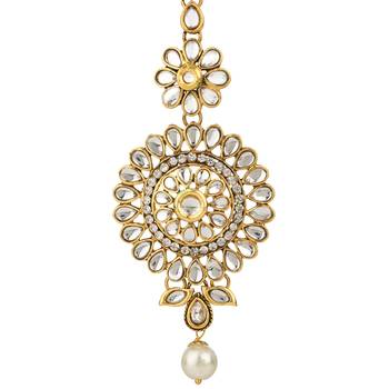 Antique Tika White Metal Alloy Mang Teeka Maang Tikka for Women 2