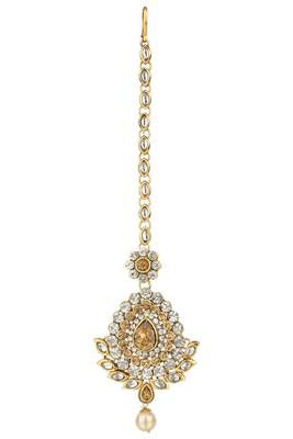 Antique Tika Brown Metal Alloy Mang Teeka Maang Tikka for Women 1