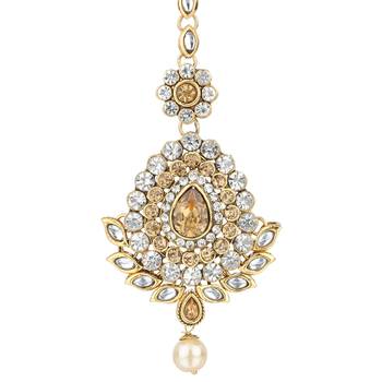Antique Tika Brown Metal Alloy Mang Teeka Maang Tikka for Women 2