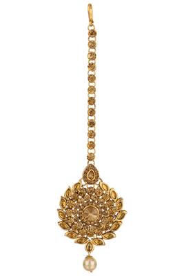 Antique Tika Golden Metal Alloy Mang Teeka Maang Tikka for Women 1