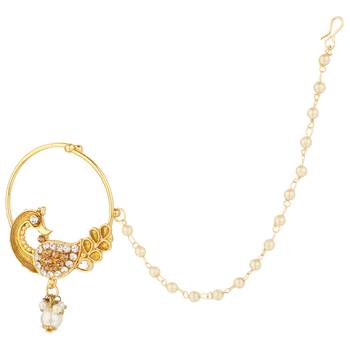 Antique Dulhan Brown Metal Alloy Nose Ring Nose Ring for Women 2