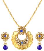 Bridal Jewellery Sets Blue Metal Alloy With Earring and Chain Pendant Set for Women