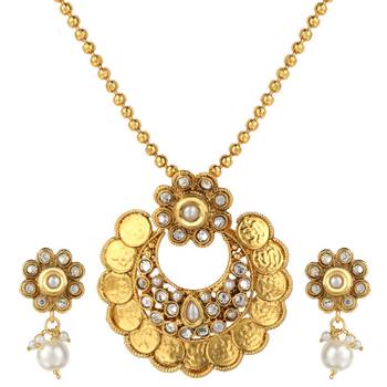 Bridal Jewellery Sets White Metal Alloy With Earring and Chain Pendant Set for Women 1