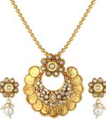 Bridal Jewellery Sets White Metal Alloy With Earring and Chain Pendant Set for Women