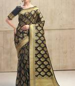 black woven kanchipuram art silk saree with blouse