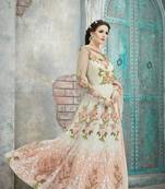 Cream Embroidered Net Anarkali Suit