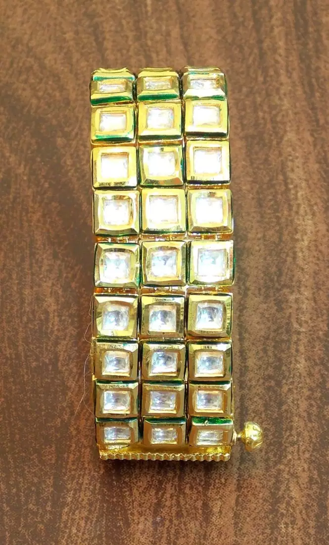 Antique golden kundan stone studded bracelet