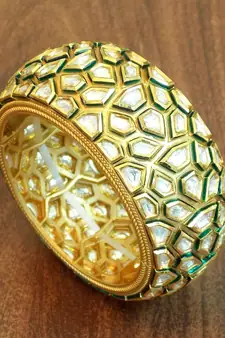 Antique golden kundan stone studded bracelet