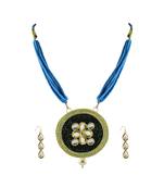 Golden Stone Stud-Gold Platted Brass Pendant Set