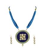 Golden Stone Stud-Gold Platted Brass Pendant Set