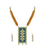Golden Stone Stud-Gold Platted Brass Pendant Set