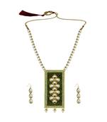 Golden Stone Stud-Gold Platted Brass Pendant Set