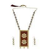 Golden Stone Stud-Gold Platted Brass Pendant Set