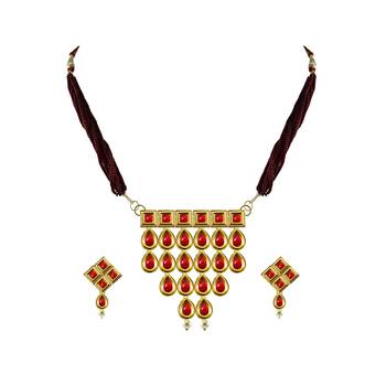 Golden Kundun Stud-Gold Platted Brass Rajasthani Aad 1