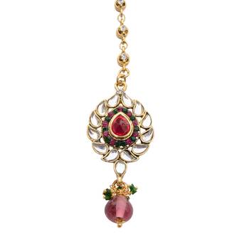 Magenta Stunning Drop Maang Tikka For Women 1