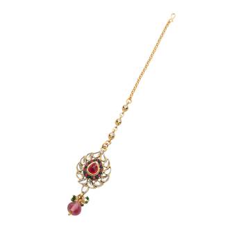 Magenta Stunning Drop Maang Tikka For Women 2