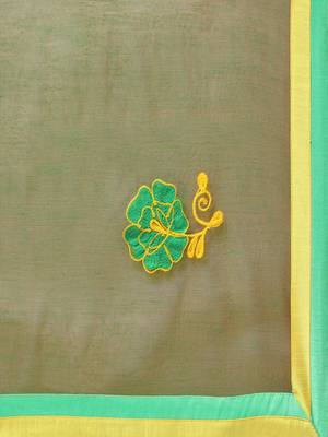 Green embroidered super net saree with blouse 3