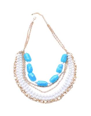 Multistrand Blue Stone & Pearl Necklace 2