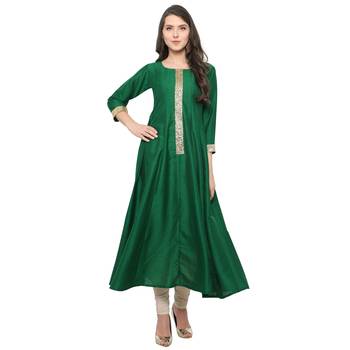 Green  art silk kurtas-and-kurtis 1