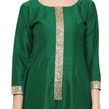 Green  art silk kurtas-and-kurtis 4