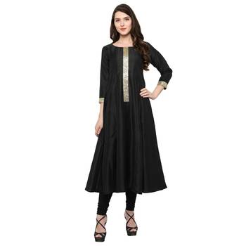 Black  art silk kurtas-and-kurtis 1