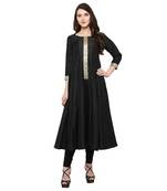Black  art silk kurtas-and-kurtis