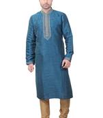 Chickoo Churidar Dupion Silk Kurta Pajama