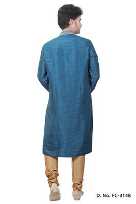 Chickoo Churidar Dupion Silk Kurta Pajama 2