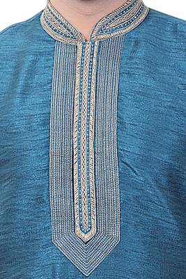 Chickoo Churidar Dupion Silk Kurta Pajama 3