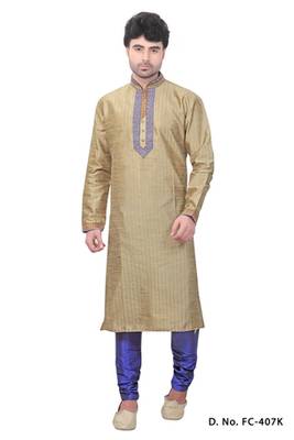 Blue Churidar Art Dupion Silk Kurta Pajama 1