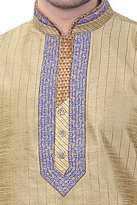 Blue Churidar Art Dupion Silk Kurta Pajama 3